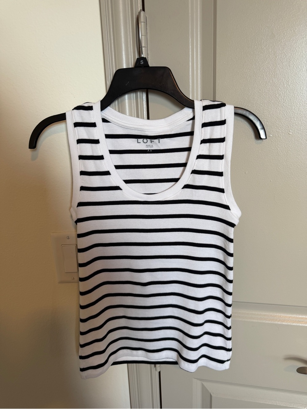 LOFT White & Black Striped Ribbed Tank